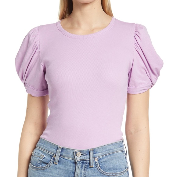 Nordstrom Tops - 1.STATE Puff Sleeve Rib Knit T-shirt in Voilet Tulle